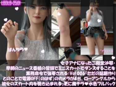 d_685954女子アナになった二階堂沙耶・早朝のニュース番組の冒頭でミニスカートでダンスすることを業務命令で強要される:Vol.007『ただの話題作りとのことで電源OFF（のはず）のカメラが4台、ローアングルから彼女のスカート内を覗き込むように設置されている:PV07_水色フルバックパンティで扇風機風チラ』フルダウンロード