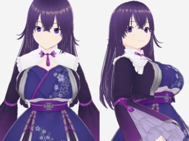 d_722732青紫の和模様ドレスの巨乳美女（セリフなし  3DCGモデル  イラスト集）フルダウンロード